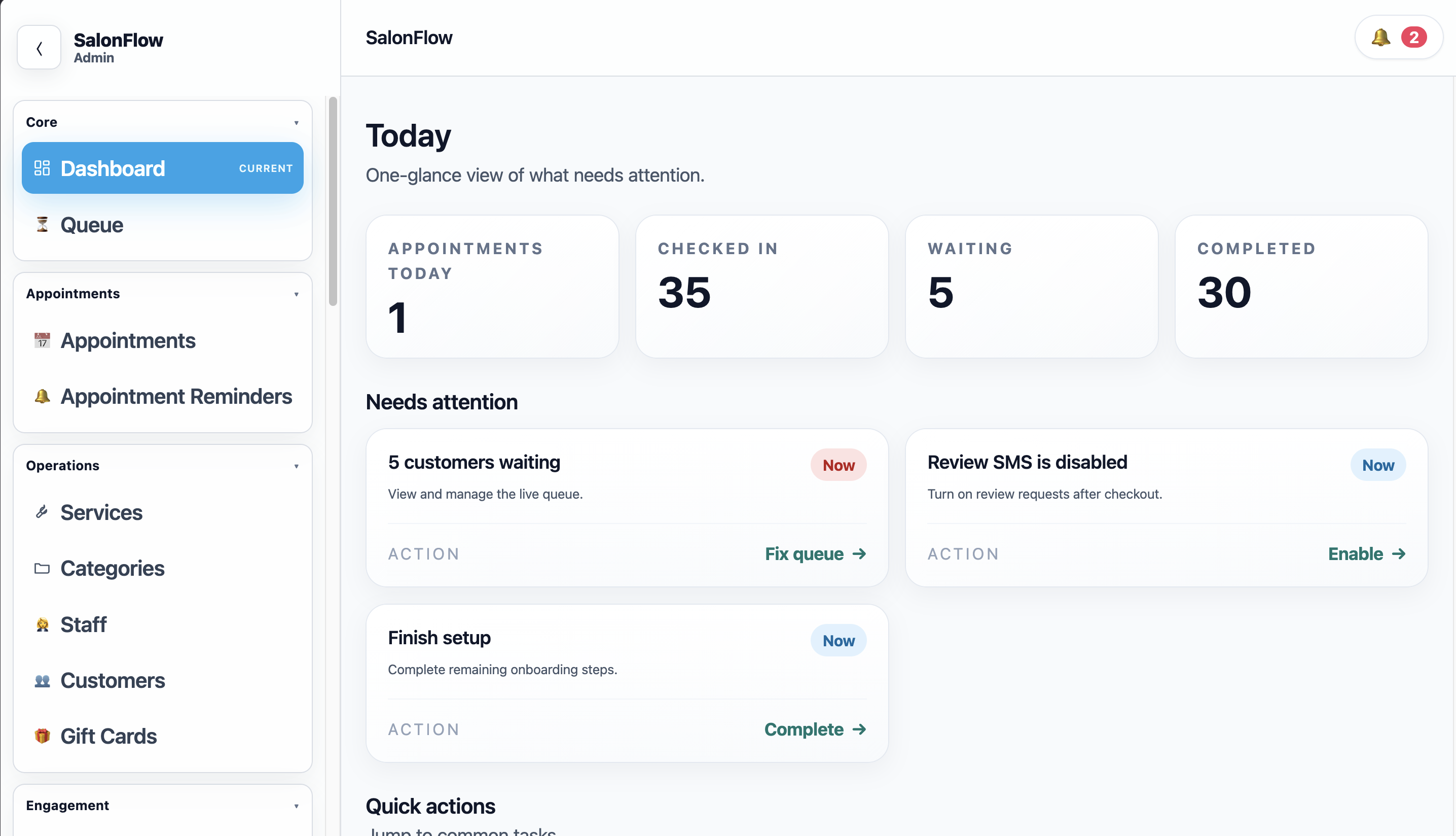 SalonFlow Queue Dashboard
