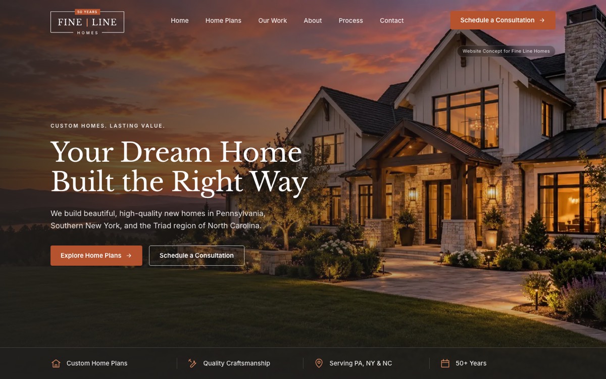 Fine Line Homes website preview